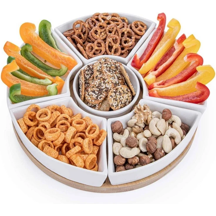 Dimono Servierplatte Snacktablett Serviertablett, Porzellan, (Servierbrett, mit 6 Schalen) – Bild 1
