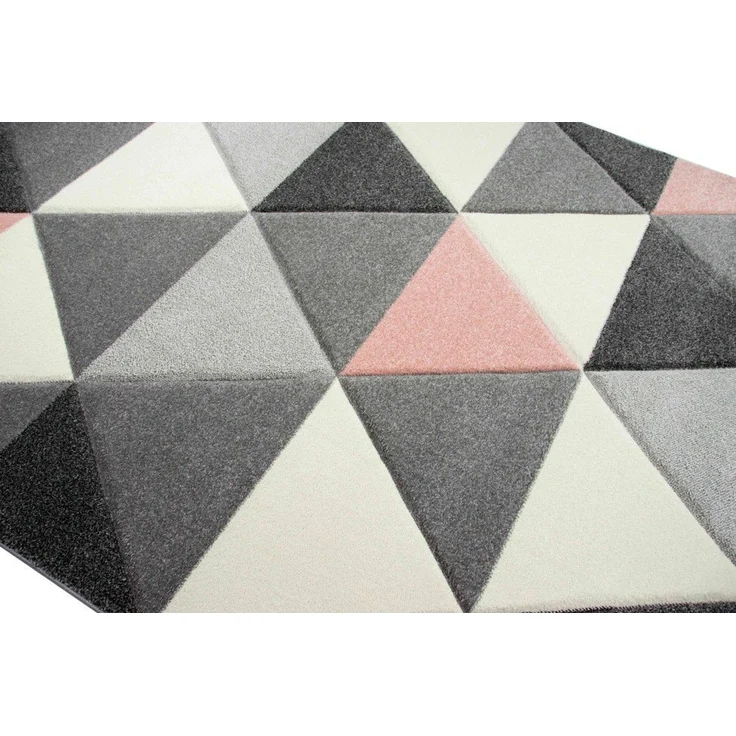 Carpetia Teppich Teppich Wohnzimmerteppich Dreieck rosa grau creme, rechteckig, Höhe: 13 mm – Bild 3