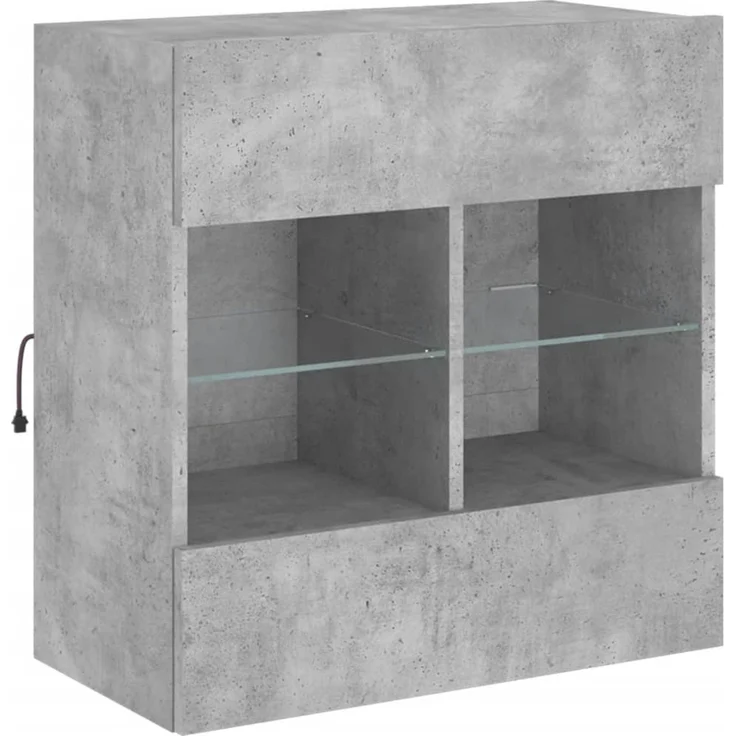 TV-Wandschrank, Fernsehschrank mit LED-Leuchten Betongrau 58,5 x 30 x 60,5 cm – Bild 5