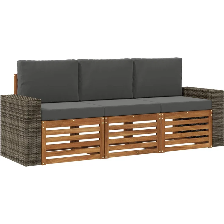 vidaXL Outdoor-Sofagarnitur 3 stk. 3-Sitzer Natur und Anthrazit 3383978 – Bild 2