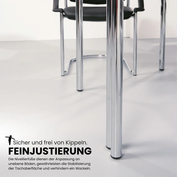 bümö Multifunktionstisch grau, Tisch 80 x 80 cm, Tischfuß vierkant in schwarz - einfacher Tisch klein, Besprechungstisch System D-Serie, Konferenztisch, Meetingtisch, Mehrzwecktisch, Pausentisch, DQ08-5-D – Bild 4