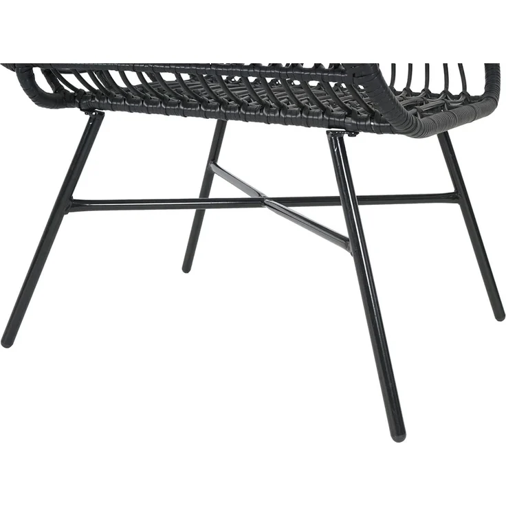 Poly-Rattan Set HWC-G17b, Balkon-Set Gartengarnitur Sitzgruppe Stuhl+Hocker Sessel, Seil ~ anthrazit, Kissen anthrazit – Bild 8