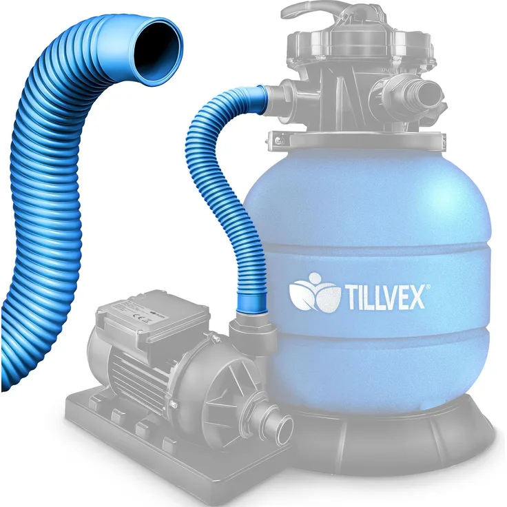 tillvex Druckschlauch für Sandfilteranlagen 78cm / 38mm | Saug-Druckschlauch Poolpumpe | Poolschlauch Anschlussschlauch Filteranlage 1 1/2 Zoll | Pool Pumpenschlauch (Blau)