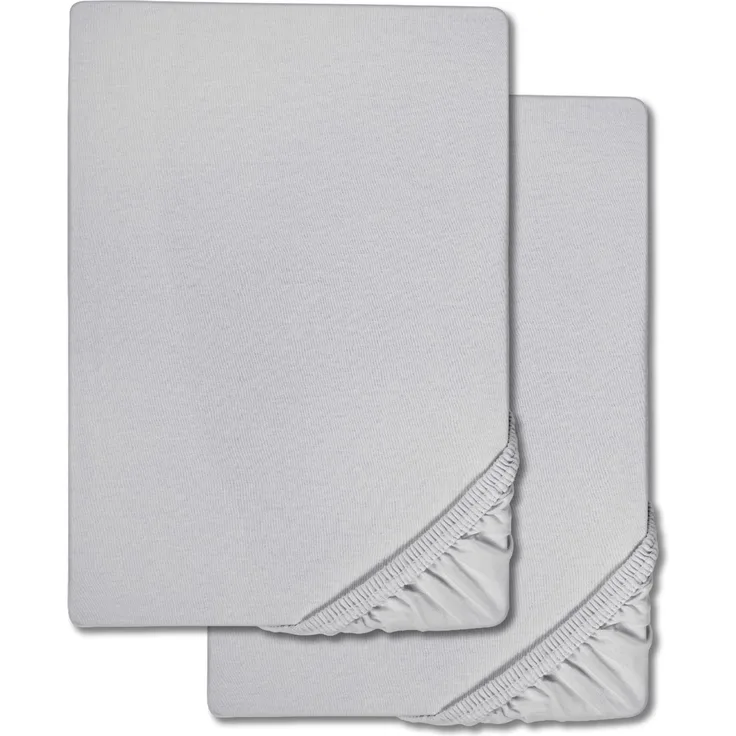 Spannbettlaken Microfaser Interlock-Jersey silber grau 90 x 190 - 100 x 200 cm Doppelpack