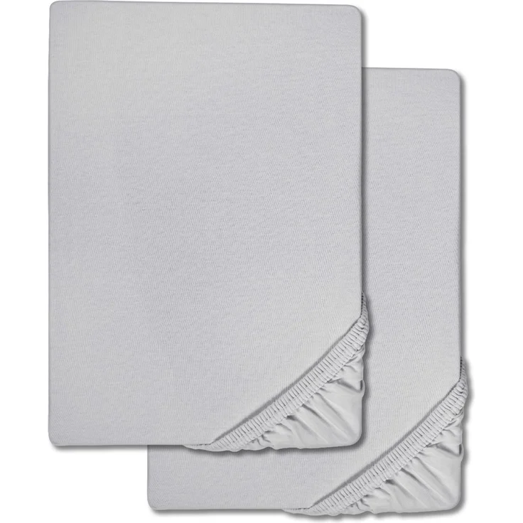 Spannbettlaken Microfaser Interlock-Jersey silber grau 90 x 190 - 100 x 200 cm Doppelpack