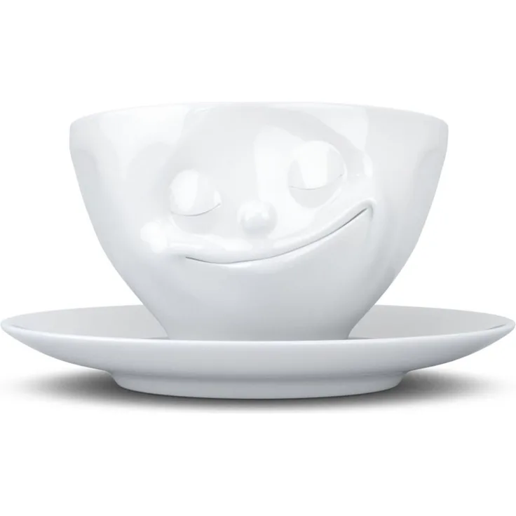 FiftyEight Products Kaffeetasse weiß glücklich