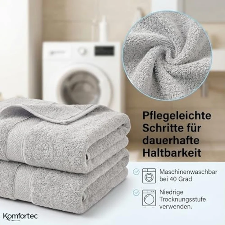 Komfortec 8er Handtuch Set aus 100% Baumwolle, 4 Badetücher 70x140 und 4 Handtücher 50x100 cm, Frottee, Weich, Towel, Groß, Weiß – Bild 5