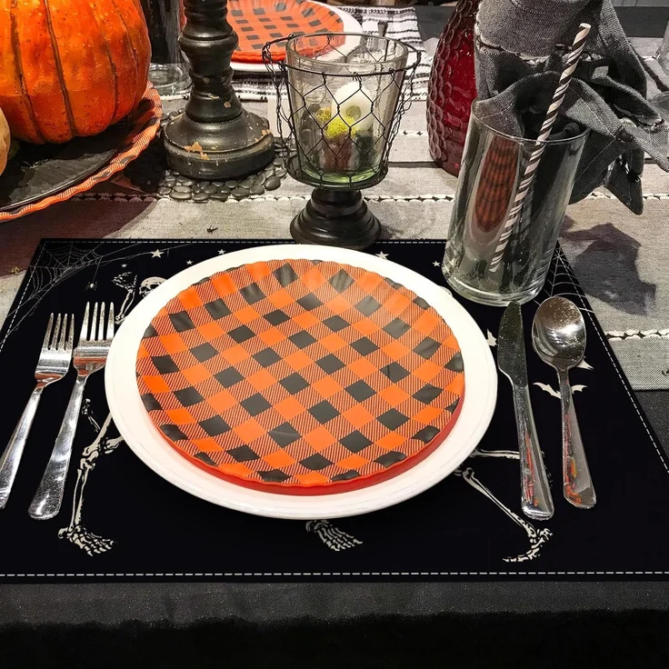 ABC Halloween-Platzset, 4-teilig, tanzende Totenköpfe, 30 x 45 cm – Bild 5