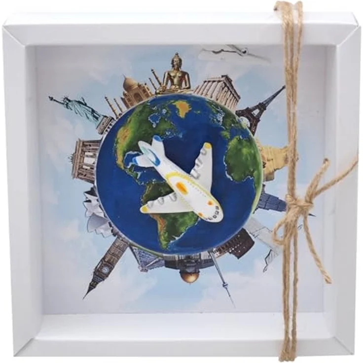 ZauberDeko Geschenkbox Geldgeschenk Reise Urlaub Weltreise Flugzeug Around The World – Bild 1