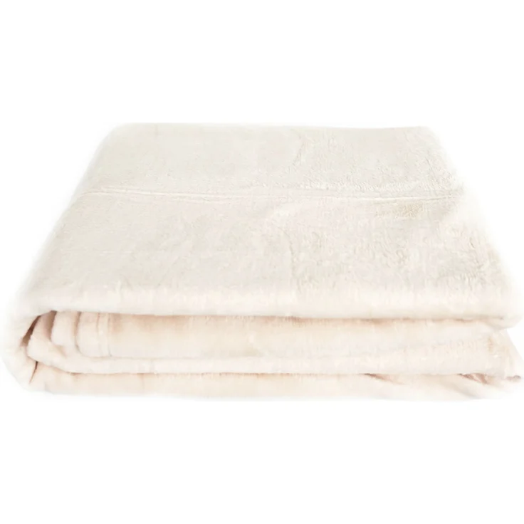 Kuschelige Decke 150x200 cm Fleecedecke Wohndecke aus Polyester Tagesdecke Beige – Bild 1