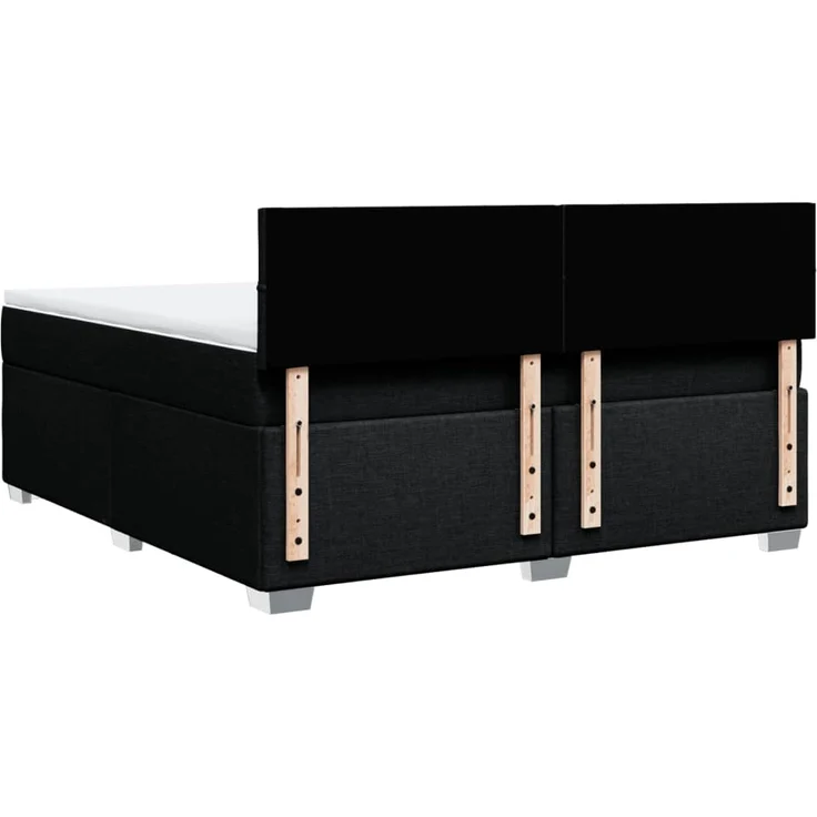 Boxspringbett mit Matratze, Stoff, Viereckige, grauer Fuß, Schwarz, 180x200 cm, true – Bild 12