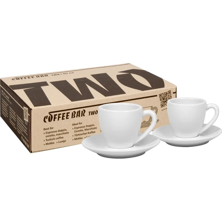 KÖNITZ 2er Set Coffee Bar TWO Espressotasse mit Untertasse 80 ml im Geschenkkarton