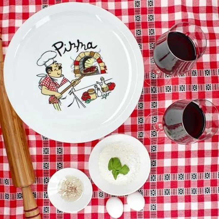 MamboCat Pizzateller 6er Set Mario XXL Pizzateller Ø33,5cm 6 Pers. Teller Pizza Bäcker – Bild 2