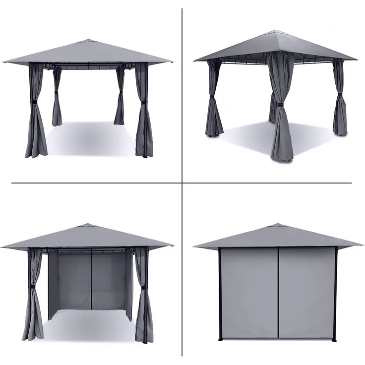 Sekey Garten Pavillon 3x3 m Wasserdicht Stabil Partyzelt, Gartenzelt mit 4 Seitenteile Reißverschluss, 180g/㎡ Polyester, Taupe – Bild 7