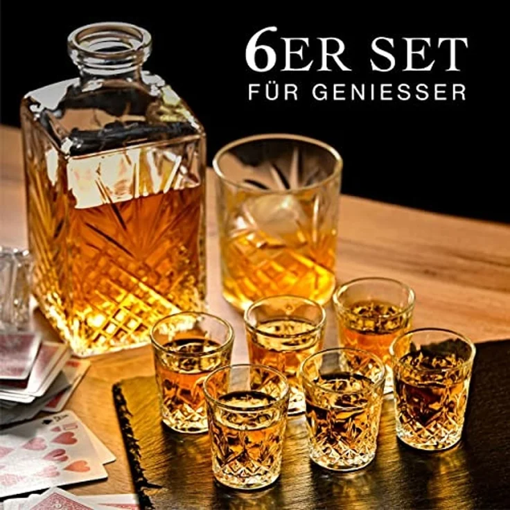 Praknu Schnapsglas 6 Schnapsgläser Kristall 4cl Whiskygläser Set, Kristallglas, Spülmaschinenfest - Standfest dank dickem Boden - Vintage Design – Bild 2