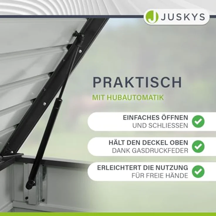 Juskys Metall Aufbewahrungsbox Limani 380 Liter - Outdoor Box - wasserdicht, abschließbar - Gartenbox, Auflagenbox, Kissenbox für Garten Anthrazit – Bild 7