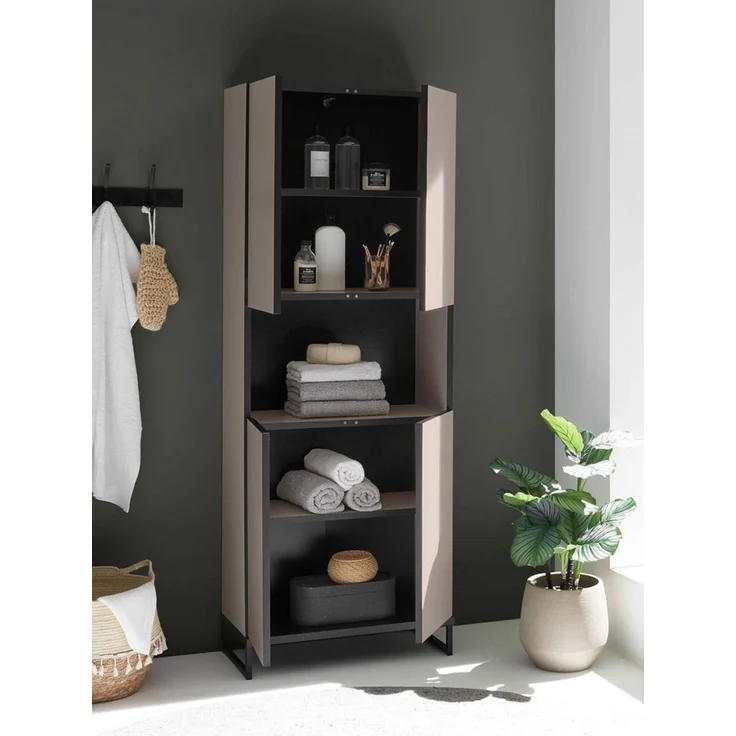 moebel-dich-auf Hochschrank VENEZIA (breiter Badezimmer Wandschrank in kaschmir 60 cm breit) – Bild 2