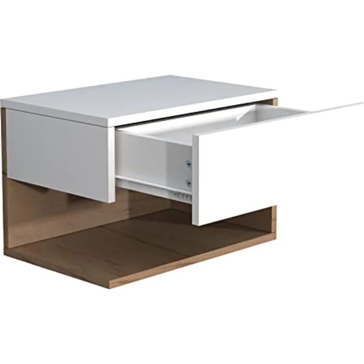 MID.YOU Nachtschrank, Weiß, Eiche, Holzwerkstoff, 1 Schublade, 45x30x32 cm, Schlafzimmer – Bild 5