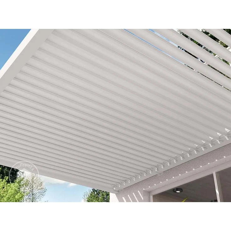 PRIMEYARD Terrassenüberdachung 3x4 m Aluminium-Pfosten mit Lamellendach aus Alu weiße Anbau-Pergola – Bild 5
