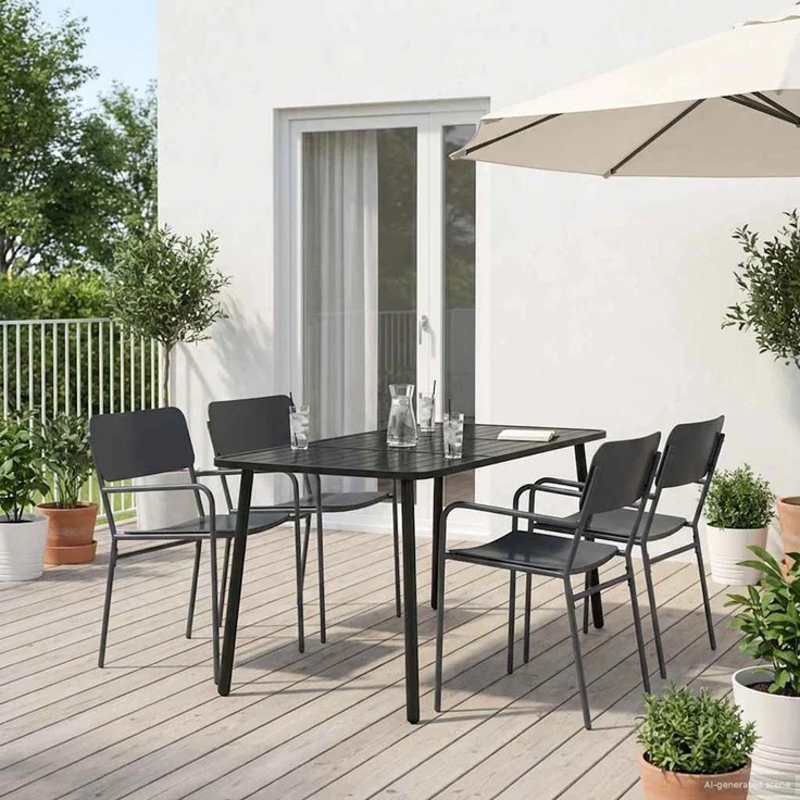 vidaXL Essgruppe 5 stk. Anthrazit 165 x 80 x 72 cm Stahl 3422855 – Bild 1