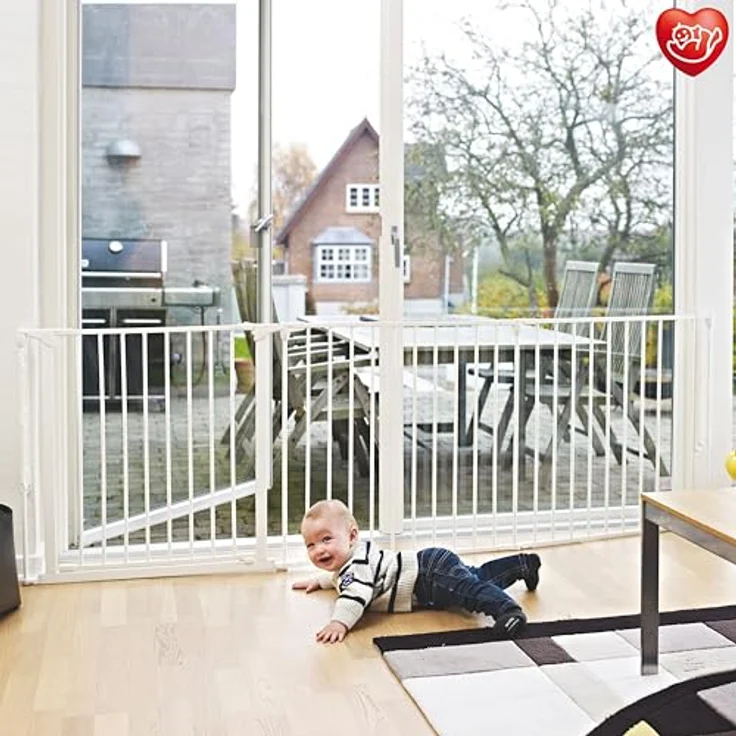 Baby Dan Konfigurationsgitter / Kaminschutzgitter Flex L, 90 - 223 cm - Hergestellt in Dänemark und vom TÜV GS geprüft, Farbe: Weiß – Bild 8