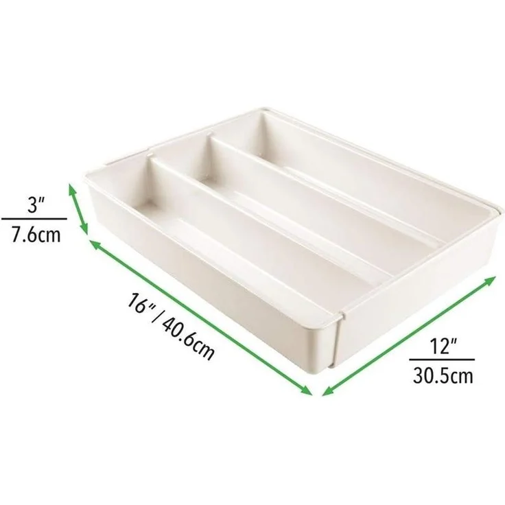 Besteckkasten Schubladen Organizer Besteckeinsatz ausziehbar mDesign creme – Bild 7