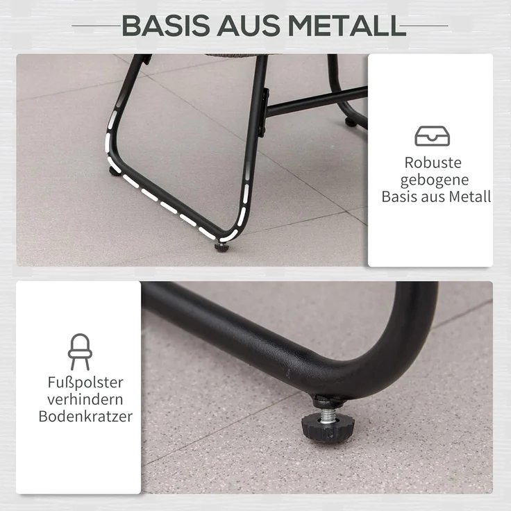 Outsunny Sitzgruppe Rattanstuhl mit Kissen, (Gartensessel, 2-tlg, Rattan Relaxsessel), Stahl Polyester Grau 69 x 76 x 70 cm – Bild 6