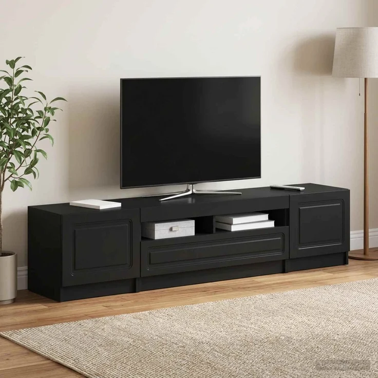vidaXL LED-TV-Schrank UTRECHT 3 stk. Schwarz Holzwerkstoff 3416999 – Bild 1
