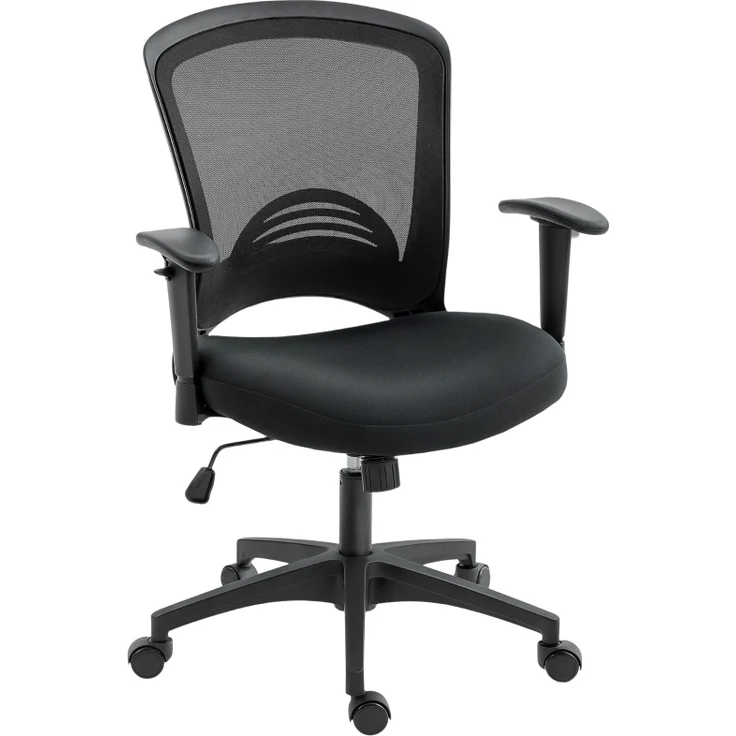 Bürostuhl ergonomisch mit Netzrücken und Wippfunktion, höhenverstellbarer Drehstuhl mit verstellbaren Armlehnen, 102.5 x 65 x 59 cm, Schwarz – Bild 5