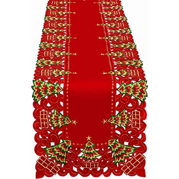 Grelucgo Bestickter Tischläufer mit Stechpalmenbaum, rechteckig, 40,6x228,6 cm – Bild 2