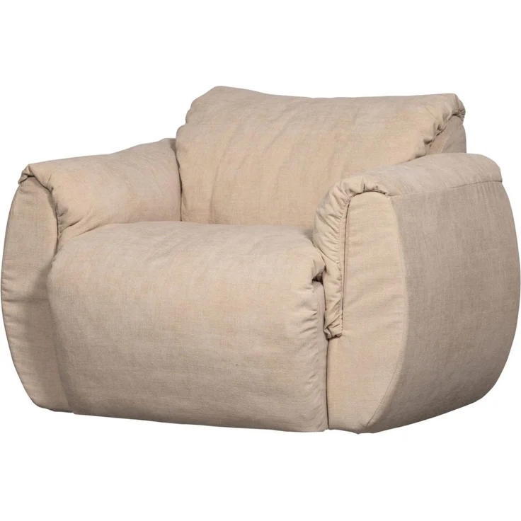 Drehsessel Baggy aus Chenille-Stoff, modernes Design, sandfarben, weich gepolstert, Indoor – Bild 1
