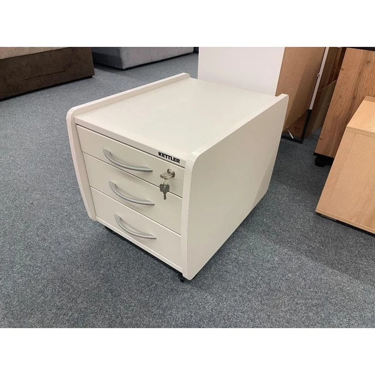 Möbelhandel Klipenstein Rollcontainer Kettler Trio Box Rollschrank Weiß/Silber, 3 Schubladen, abschließbar – Bild 2
