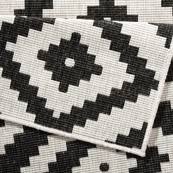 In- & Outdoor Teppich Malta Schwarz Creme - 80x350x0,5cm – Bild 3