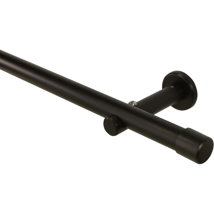 iso-design Gardinenstange 20 mm Schwarz Endstück Kappe Wand- oder Deckenmontage, Ø 20 mm, 1-läufig, Fixmaß, Metall