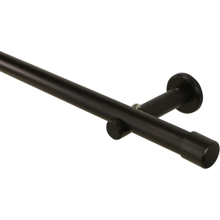 iso-design Gardinenstange 20 mm Schwarz Endstück Kappe Wand- oder Deckenmontage, Ø 20 mm, 1-läufig, Fixmaß, Metall