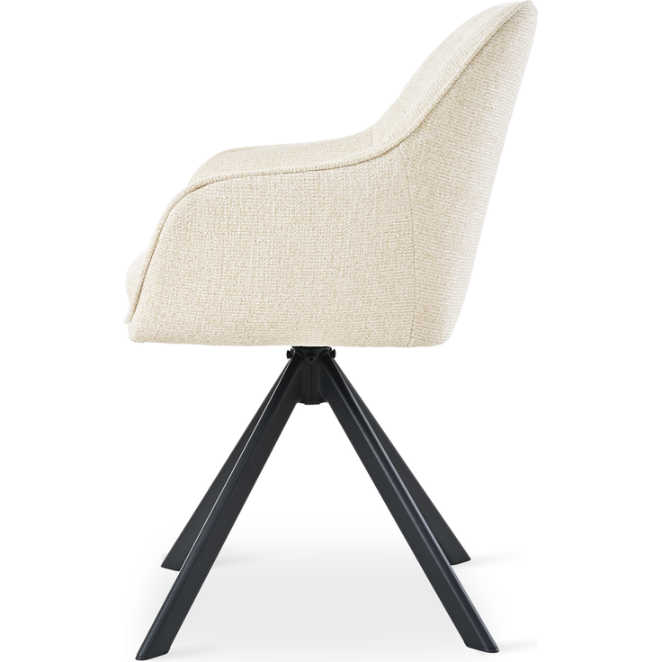GOEURVANT 1437 Esszimmerstühle 6er-Set mit Armlehnen, 360° Drehbar, Chenille - Creme – Bild 5
