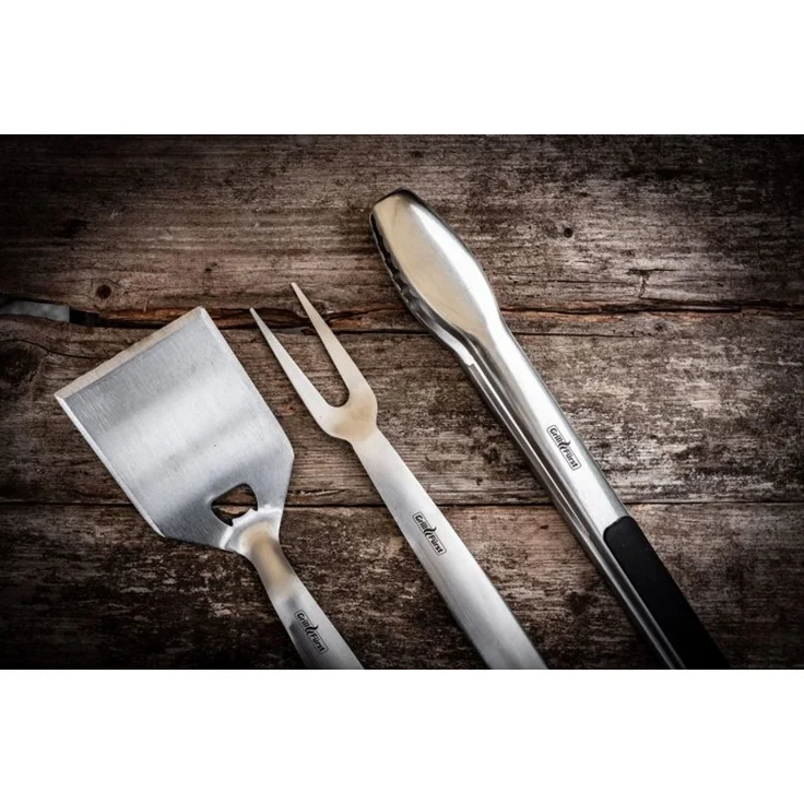 Grillfürst Premium Edelstahl Grillbesteck Set mit Grillzange, -Wender und -Gabel in Geschenkverpackung – Bild 8
