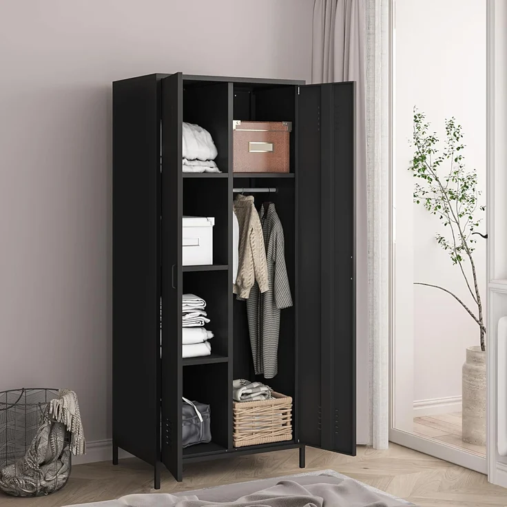 Kleiderschrank Seinäjoki 180x76x50 cm Schwarz [en. casa] – Bild 4