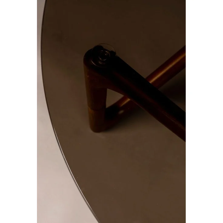 Couchtisch Naia Walnut mit Glasplatte und Eichenholzgestell, rund – Bild 2