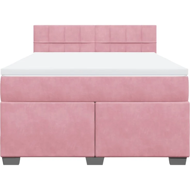 vidaXL Boxspringbett mit Matratze Rosa 160x200 cm Samt 3286359 – Bild 4