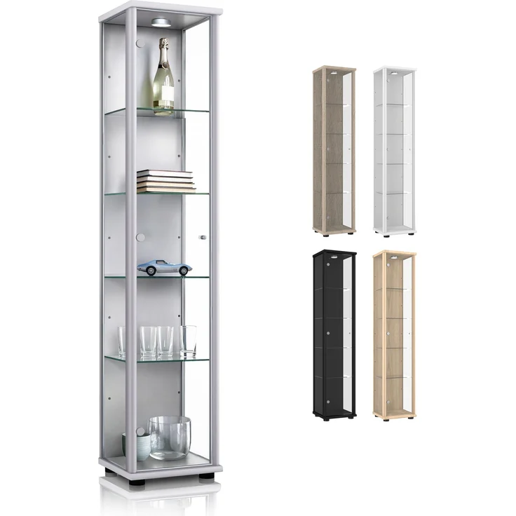 K-Möbel Glasvitrine C1014 (Glasvitrine (176x37x33 cm) mit 1 Glastür) Glasvitrine stehend – Bild 2
