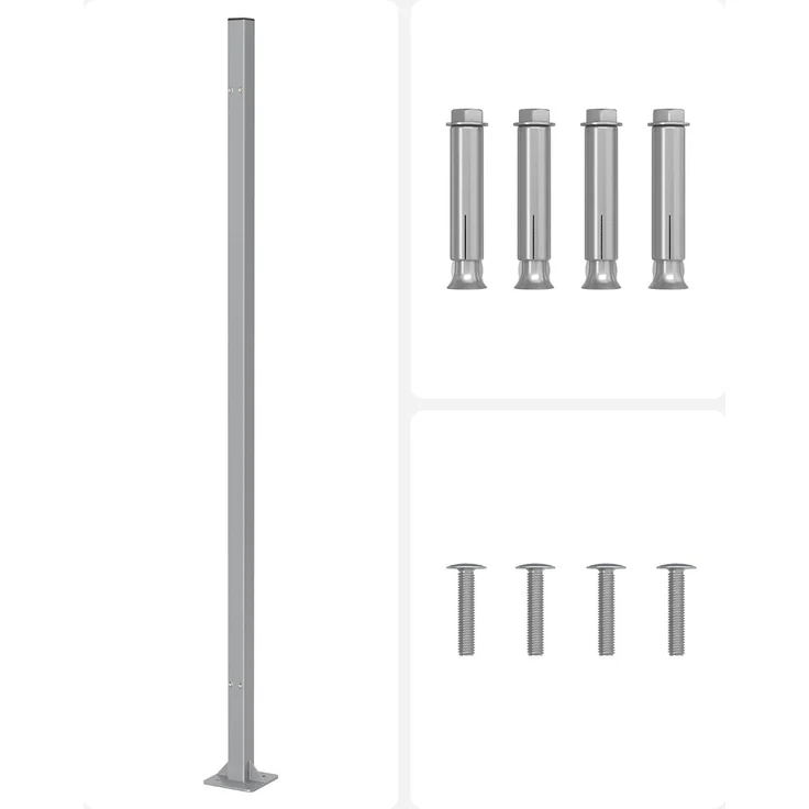 SONGMICS Standpfosten für Markisenkasten, Haltestange, Keine Wandmontage der Markise erforderlich, nur für SONGMICS Einzel-Seitenmarkise mit Stahl-Standpfosten geeignet, grau ASG502Y01 – Bild 1