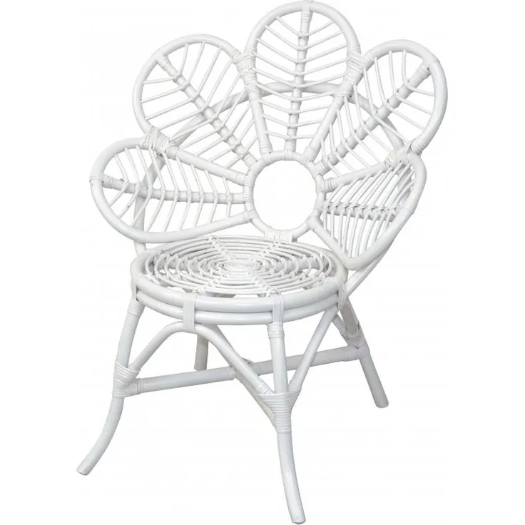 Rattansessel in Blütenform handgeflochten "Sandra", weiß
