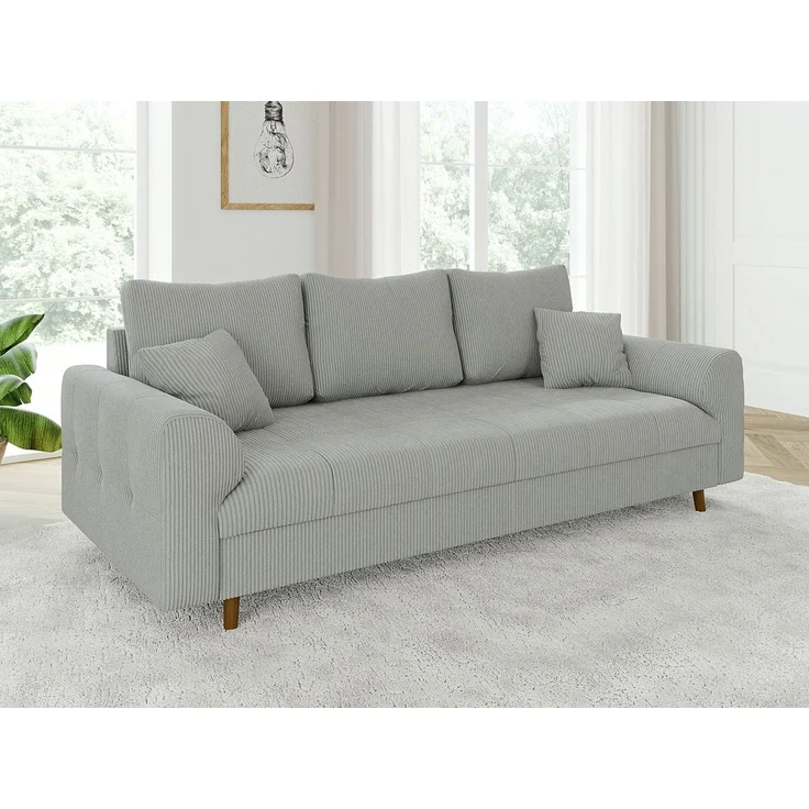 S-Style Möbel Polstergarnitur 3+2 Zara mit Braun Holzfüßen im skandinavischen Stil aus Cord-Stoff, (1x 2-Sitzer-Sofa, 1x 3-Sitzer-Sofa), mit Wellenfederung – Bild 3
