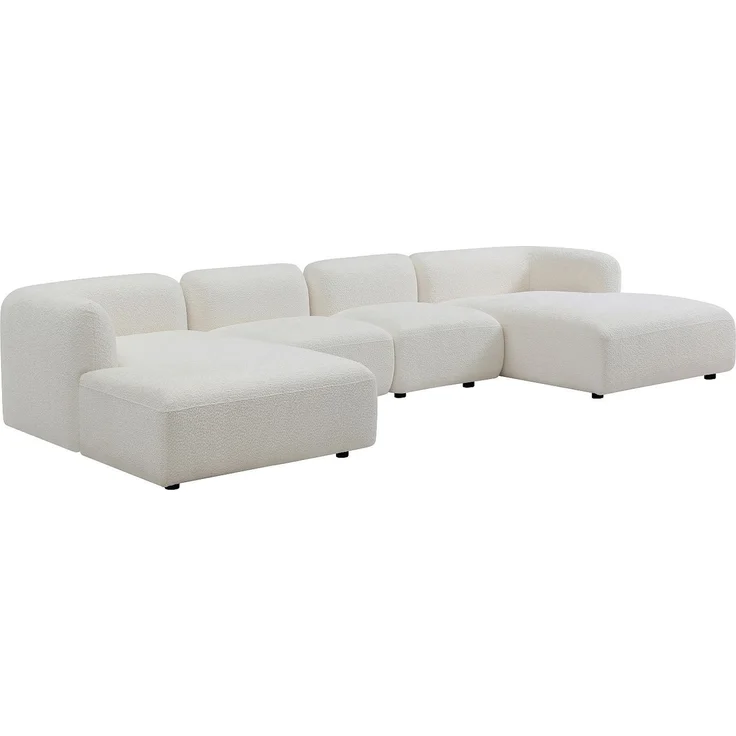 Vente-unique - DANEPI - Modulierbares Sofa - Holz, Platte - Holz - Gebrochenes Weiß - 386 x 161 x 69 cm – Bild 3