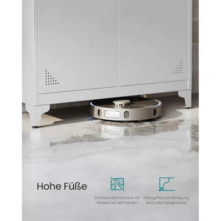 SONGMICS Mehrzweckschrank, Garderobenschrank, Aufbewahrungsschrank, Aktenschrank, Metallschrank, mit 2 Türen, 5 Fächern, Hängestange, abschließbar, hohe Füße, 80 x 40 x 165 cm, mattgrau OMC018GJ01 – Bild 8