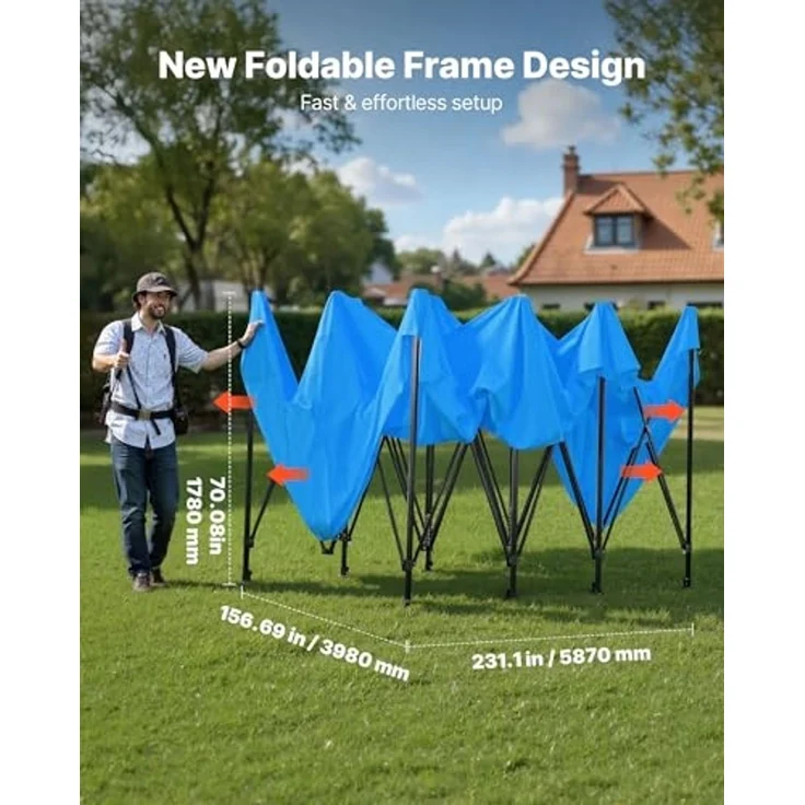 VEVOR tragbares Lackierkabinenzelt (587 x 398 x 178 cm) Sprühfarbenzelt für Sprühmalerei, wasserfeste & Faltbare Farbkabine mit 4 Netz-Seitenfenstern für Autoteile Möbel Motorräder Sprühschutz blau – Bild 2