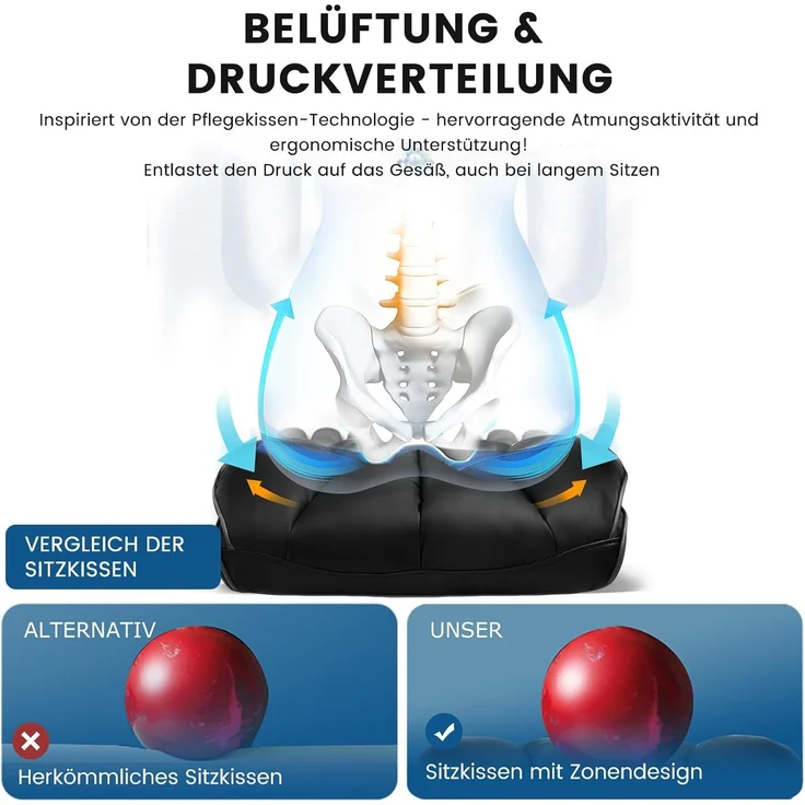 GTPLAYER Gaming Stuhl, Gamer Stuhl, Ergonomischer Bürostuhl mit Fußstütze, Kunstleder, Federsitzkissen, Gaming Chair Gepolstert, Gaming Sessel 180kg Belastbarkeit schwarz – Bild 5