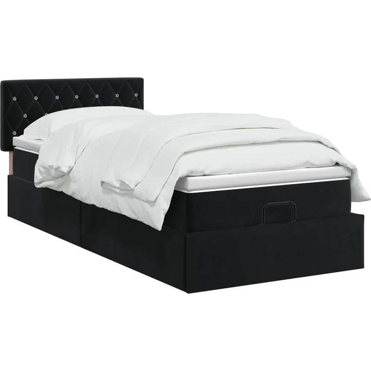 vidaXL Ottoman Bett mit Matratze Schwarz 100 x 200 cm Samt 3457631 – Bild 3