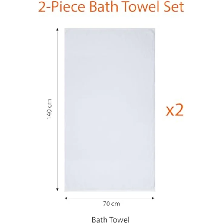Amazon Basics Badetuch Set, 2-teilig, 100 % Baumwolle, 70 x 140 cm, einfarbig mit Band und Bordüre – Bild 4
